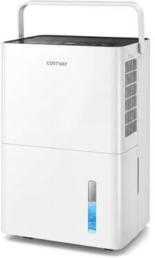Costway 6000 Sq.Ft 120 Pint Compressor Dehumidifier with Drain Hose Smart Humidity Control for Bedroom-White