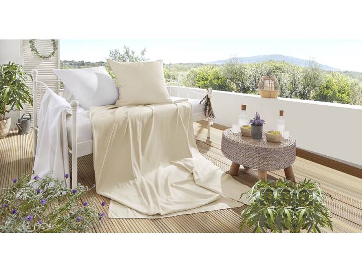 Bettwäsche PRIMERA Summer-Set Stone-Washed, Kissenbezug + Tuch , beige (leinen), B/L: 150cm x 220cm, 1 Stk., 1 Stk., Renforcé, B/L: 80cm x 80cm, 2 Stk., Renforcé, Obermaterial: 100% Baumwolle, Bettwäsche, Bettwäsche, die perfekte Lösung für heisse Nächte