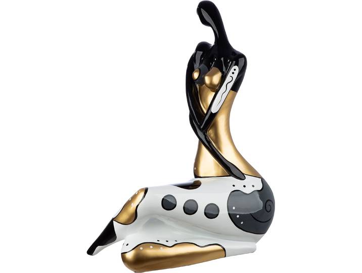 Skulptur GILDE Skulptur Frau Jasmine , gold (schwarz, weiß), B:39cm H:56cm T:30cm, Kunstharz, Dekofiguren, Skulptur