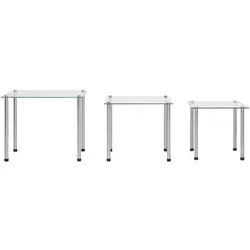 vidaXL Satztische 3-tlg. Transparent Hartglas