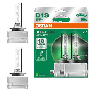 OSRAM Auto-Lampe Xenarc Ultra Life, 4300 Kelvin, D1S, 85 V / 35 Watt, Scheinwerferlampe, Xenon, 2 Stück