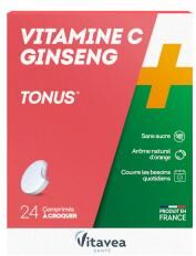 Vitavea Vitamine C + Ginseng Tonus 24 Comprimés à Croquer - Boîte 2 tubes de 12 comprimés