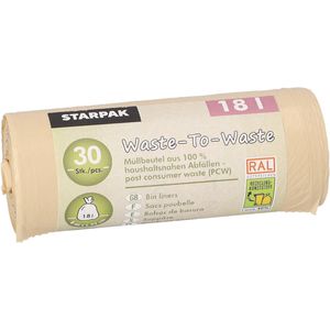 Papstar Müllbeutel Waste-To-Waste, 18 Liter, braun, 30 Stück