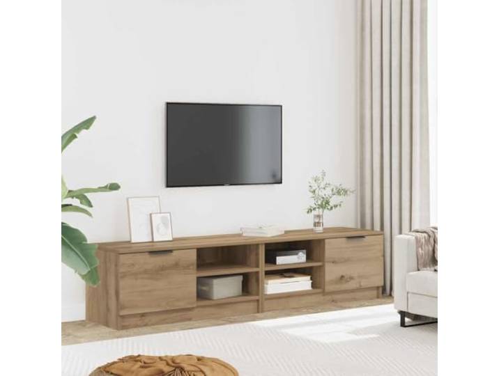 HEFZGDB TV-Schrank 2 Stück Artisan-Eiche 80x35x36,5cm Holzwerkstoff mit Stauraum und Stabiler Tischplatte für Wohnzimmer