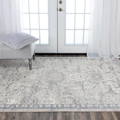 NAVATEXTURA Aurora Gray Traditional Border Wool Blend Area Rug