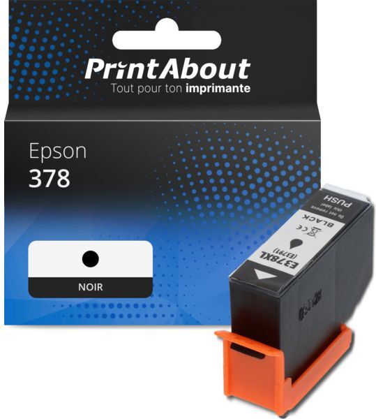 PrintAbout Cartouche compatible Epson 378 (C13T37814010) - Noir Noir