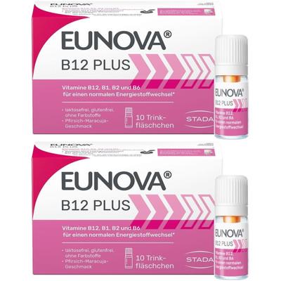 Eunova B12 Plus Trinkfläschchen 2x 2x10x8 ml Lösung zum Einnehmen