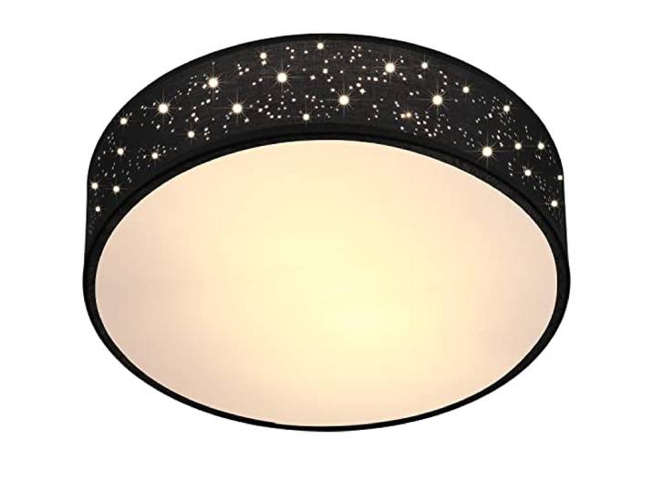 MONZANA® Plafonnier Ciel étoilé Rond Ø 38cm Abat-jour Tissu 40 Watt Séjour Chambre Plafonnier Tissu Lampe noir 2xE27 Lampe plafond ronde