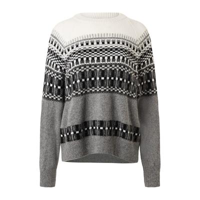 Strickpullover MAERZ MUENCHEN "Maerz Muenchen 334301 Strickpullover Damen Bekleidung", Damen, Gr. 36, grau, 70% Schurwolle, 15% Wolle, 15% Polyamid, Rundhals, Pullover Strickpullover