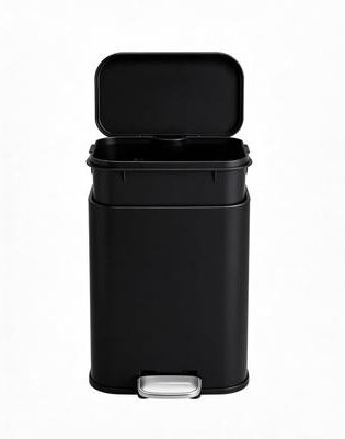 Garvee 1.3 Gal Rectangular Black Stainless Steel Bathroom Step Trash Can, Soft-Close, Removable Bucket, Odor Control