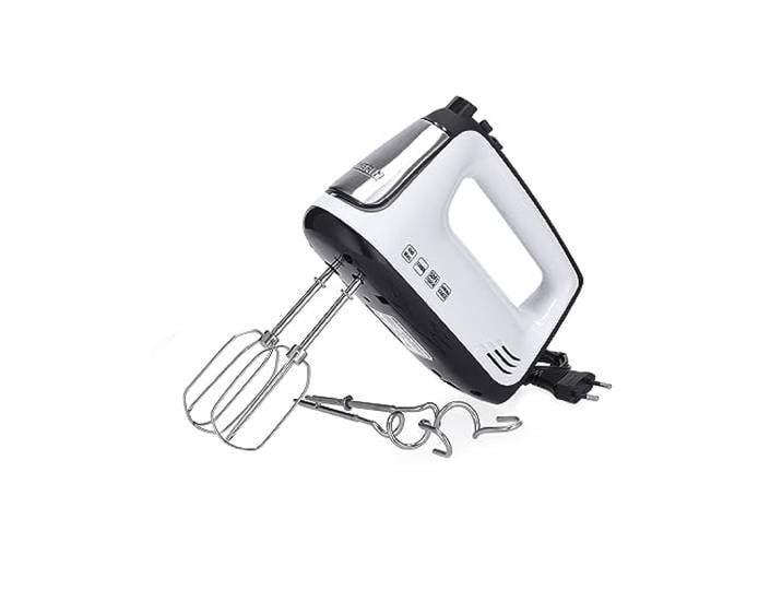 SEVERIN Batteur électrique 400 W\, Fouet électrique avec 5 vitesses\, fonction turbo et poignée Soft-Touch\, Batteur mixeur livré avec 2 fouets et 2 crochets de pétrissage en inox\, HM 3830