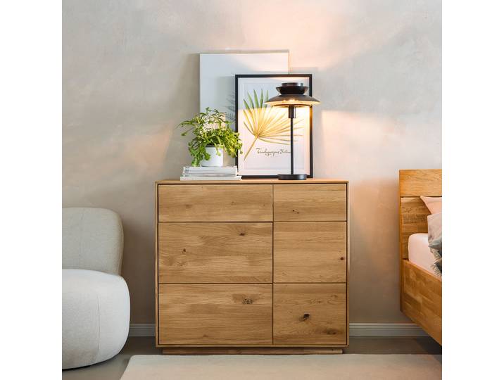 Massive Kommode 99 x 89 x 44cm Braun/Braun