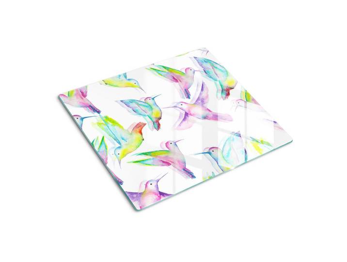 Tulup Glasplatte 60x52 cm Kolibris, Schwarz, Dunkelgrün, Glas, 60x0.4x52 cm, Küchen, Küchenelektrogeräte, Herde, Herdabdeckplatten