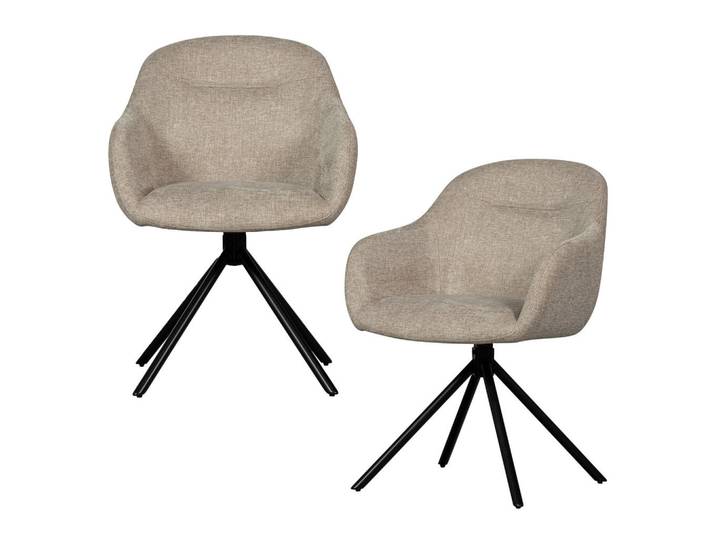 Livetastic Armlehnstuhl-Set Grant-Jaki, Sand, Metall, Rundrohr, 57x80x61 cm, Esszimmer, Stühle, Esszimmerstühle, Esszimmerstühle-Set