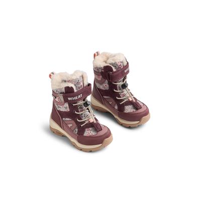 Stiefel WHEAT "WHEAT Winterboot Dixie Tex", Mädchen, Gr. 24, rot (grau moon flowers), Leder, Schuhe Stiefel