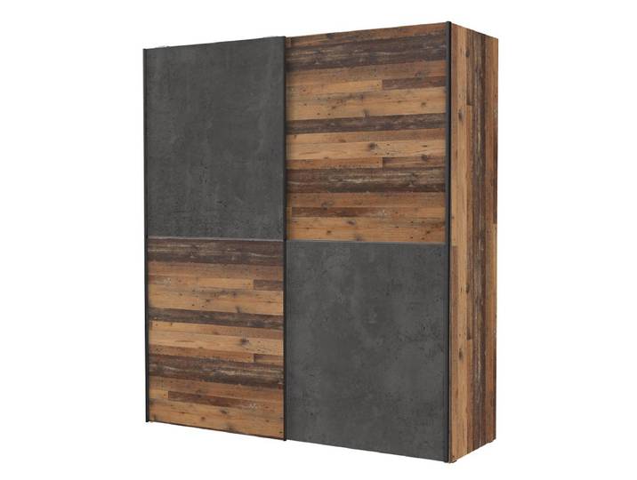 Schwebetürenschrank Old Wood - grau 170 cm - DEDERIK