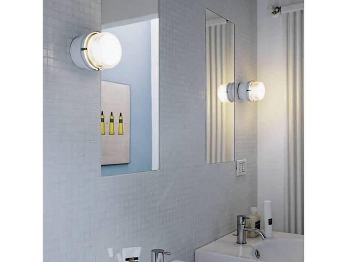Oluce Designer Wandleuchte Fresnel, alu / grau / zink, für Badezimmer, Metall, Design