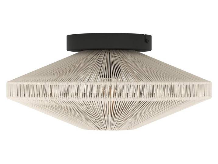 Plafonnier - Ø 38 cm - Crème - Noir - Cordage - Acier