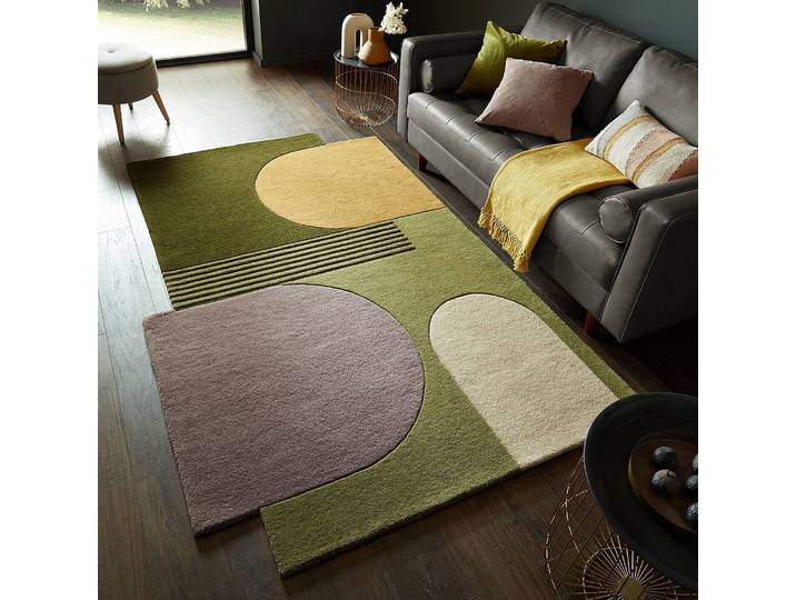 Wollteppich Lozenge I Grün/Multicolor 150 x 240cm Wolle