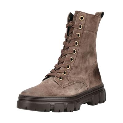 Schnürstiefelette PAUL GREEN "Paul Green Stiefelette Veloursleder", Damen, Gr. 43, braun, Veloursleder, Schuhe Schnürstiefelette