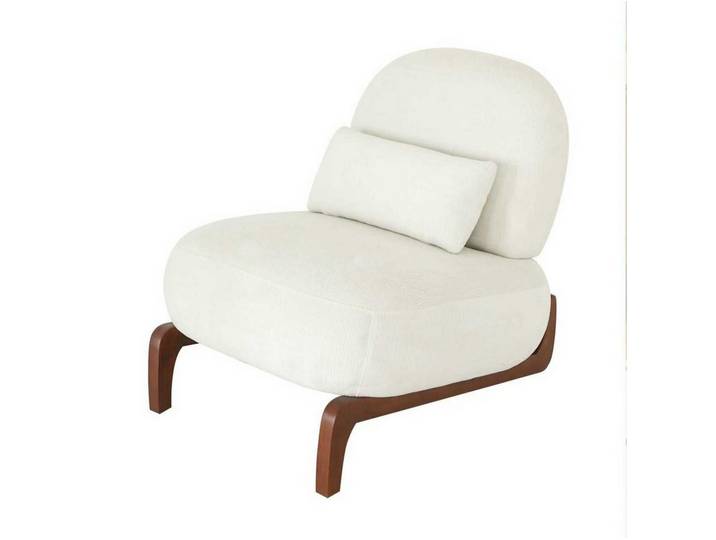 Fine Life Pro Stuhl Cute Armless Velvet Accent Chair with Solid Wood Legs
