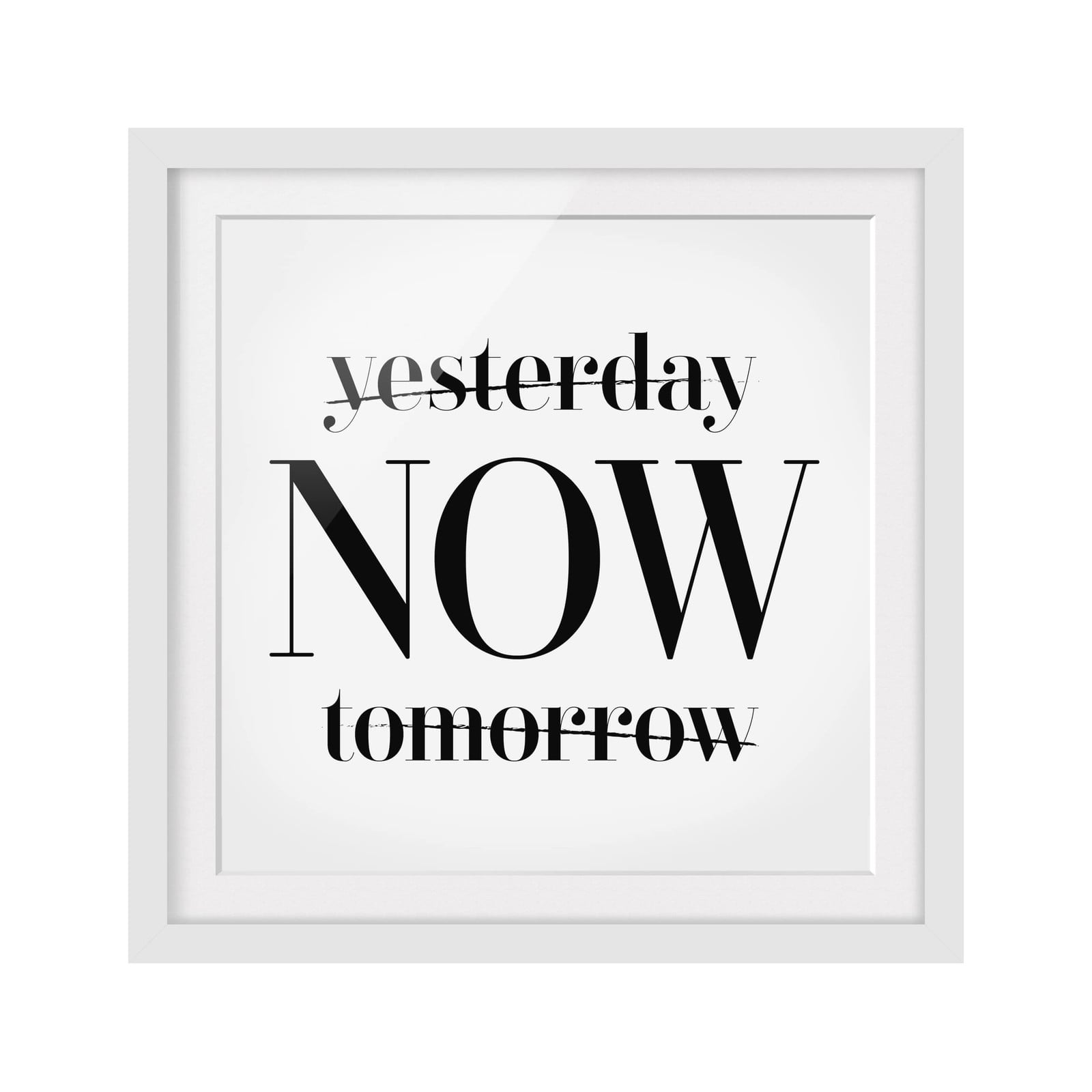 home24 Yesterday now tomorrow II Wanddecoratie, massief grenenhout, zwart, 50 x 50 cm
