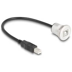 Delock USB-Kabel USB 2.0 USB-B Stecker, USB-B Buchse 0.30 m Schwarz, Silber Rund 88182