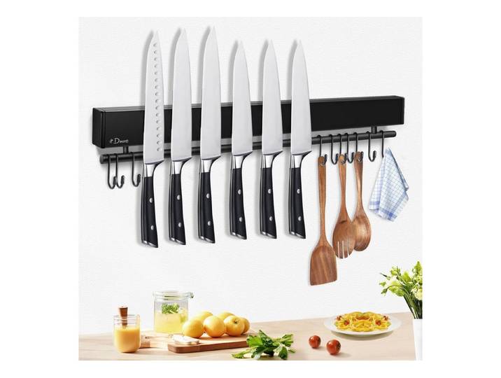 LuxusKollektion Wand-Magnet Messer-Leiste Magnetleiste Messerhalter 10 Haken 50cm magnetisch 50m Schwarz