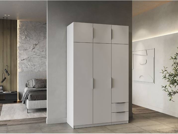 Kleiderschrank DEMEYERE GROUP Ghost , weiß (matt weiß), B:119,4cm H:203cm T:49,6cm, Holzwerkstoff, Schränke, Kleiderschrank, viel Stauraum, mit Innenaustattung