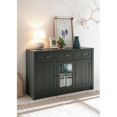 Sideboard HOME AFFAIRE "Ascot", grün, B:130cm H:86cm T:43cm, Glas, Holzwerkstoff, MDF, Metall, Sideboards, Sideboard, Breite 130 cm