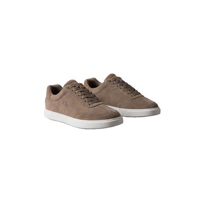 Sneaker CALVIN KLEIN "LOW PROF CUPSOLE WT SU", Herren, Gr. 45, Textil, taupe, Leder, aufgeraut, unifarben, Basic, Schuhe Sneaker, Freizeitschuh, Halbschuh, Schnürer mit CK-Logo an der Schnürung