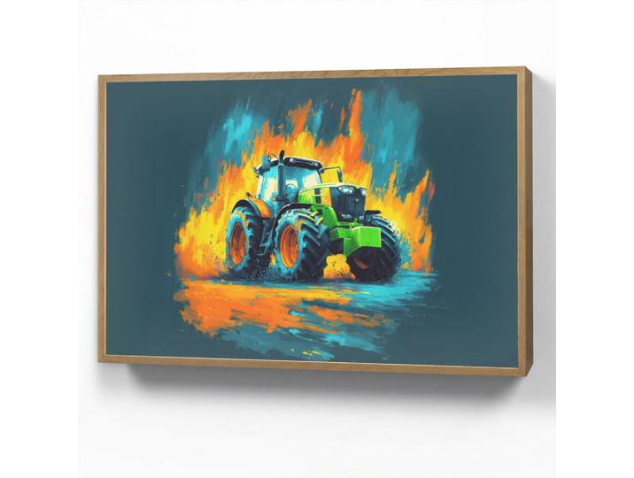 OnlyWow Nachttischlampe MIT Akku Abstrakt - Traktor - Grün 90x60 cm, Dunkelblau, Rechteckig, LED integrated, 90x60x8 cm, Lampen & Leuchten, Innenbeleuchtung, Nachtlichter