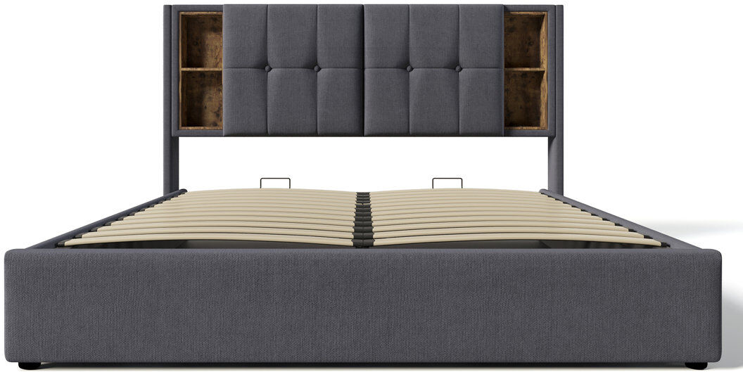 Lark Manor Upholstered Bed With Wireless Charging Grey 150 x 200cm