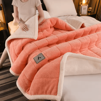 Inspire Curations Three Layer Thickened Milk Velvet Winter Blanket orange 180x200cm