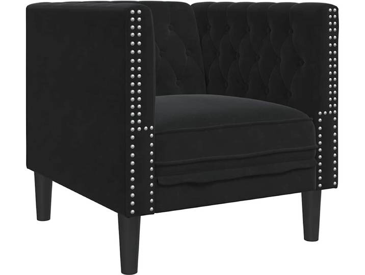 vidaXL - Fauteuil - Chesterfield-stijl - fluweel - zwart