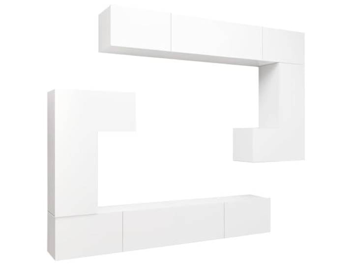 Helloshop26 Möbel-Set Schrank Buffet TV Wohnzimmer Schlafzimmer Wohnzimmer 8-teilig Holz weiß 02_0025230
