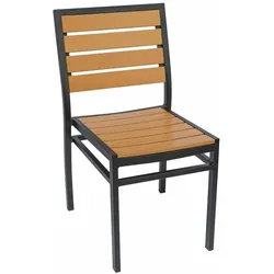 Terrassenstuhl Izola, Innen- und Outdorstuhl, Farbe Teak, Gestell Schwarz
