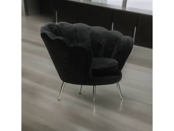 Fauteuil Lounge Tulipe en Velours - Noir