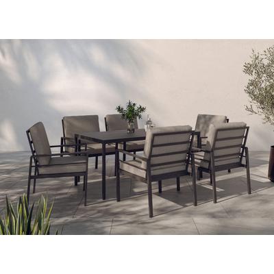 Garten-Essgruppe KONIFERA "»New Jersey«", schwarz (schwarz, dunkelgrau), Aluminium, Sitzmöbel-Sets, Aluminium/Polyrattan