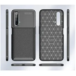 Screenguard Realme X3 Superzoom Hülle Carbon Design TPU Case (Realme X3 SuperZoom), Smartphone Hülle, Schwarz
