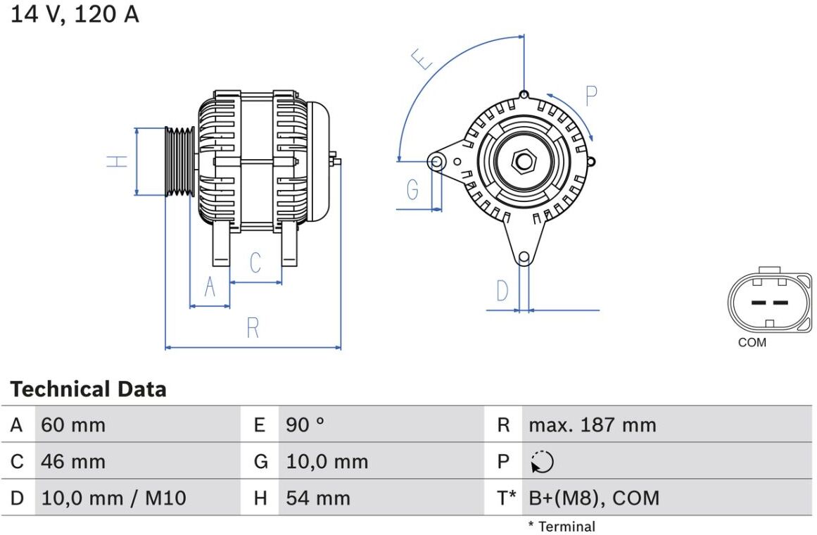 Drehstromgenerator BOSCH 0 986 080 350