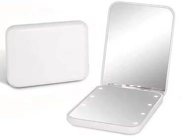 Uplift Essentials Portable 8 LED Compact Makeup Mirror 1X 3X Dual Magnification Travel Tool white