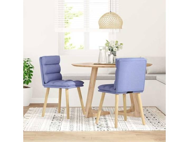 KLGBNCVE Esszimmerstühle 2 STK. Jeansblau Stoff Gummibaum-Massivholz,Polyestergewebe,atmungsaktiv,ergonomisch,Schaumstoffpolsterung,Esszimmer,Wohnzimmer