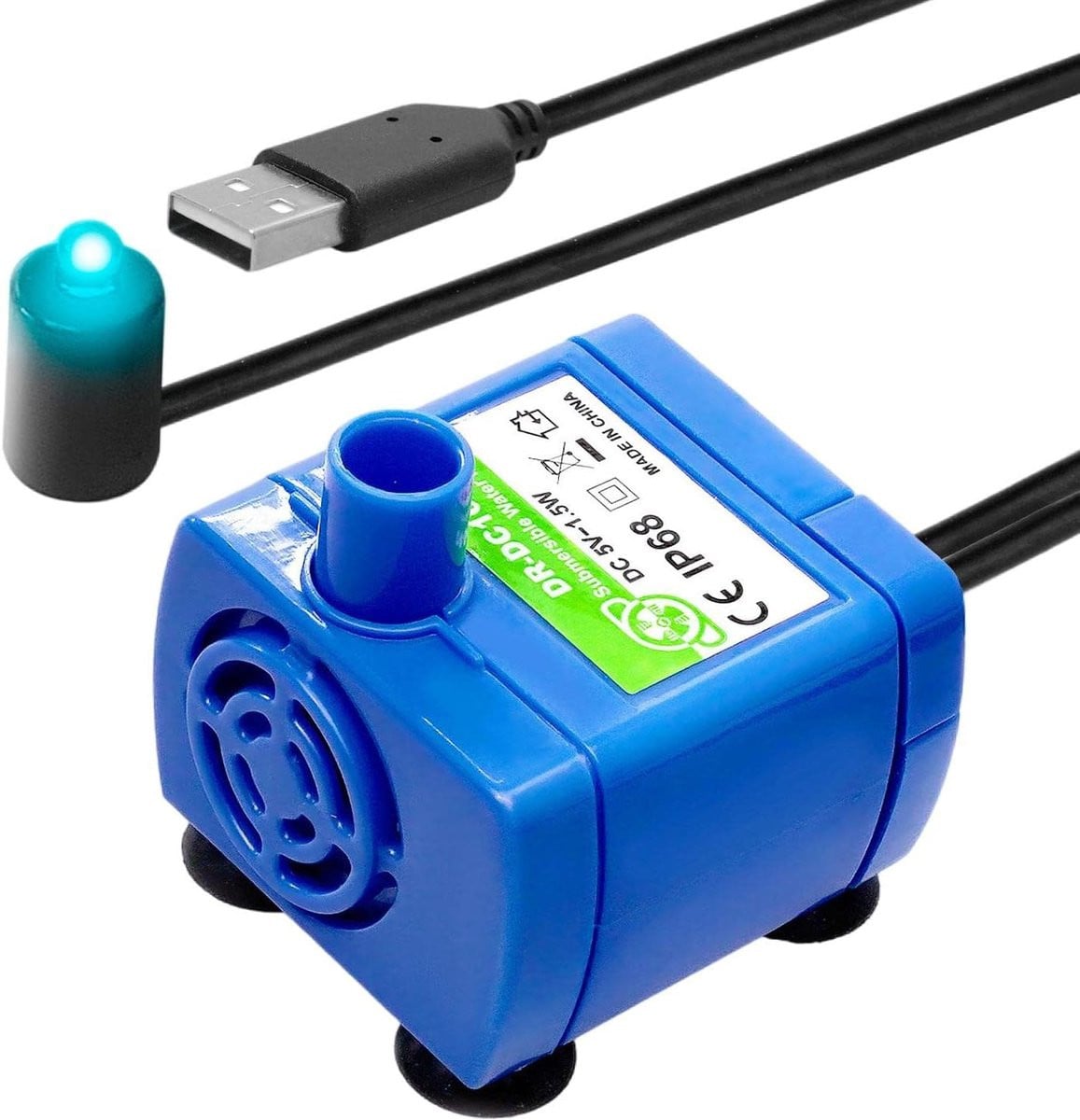 Vervangende waterpomp met LED-verlichting voor kattendrinkfonteinen - Blauw