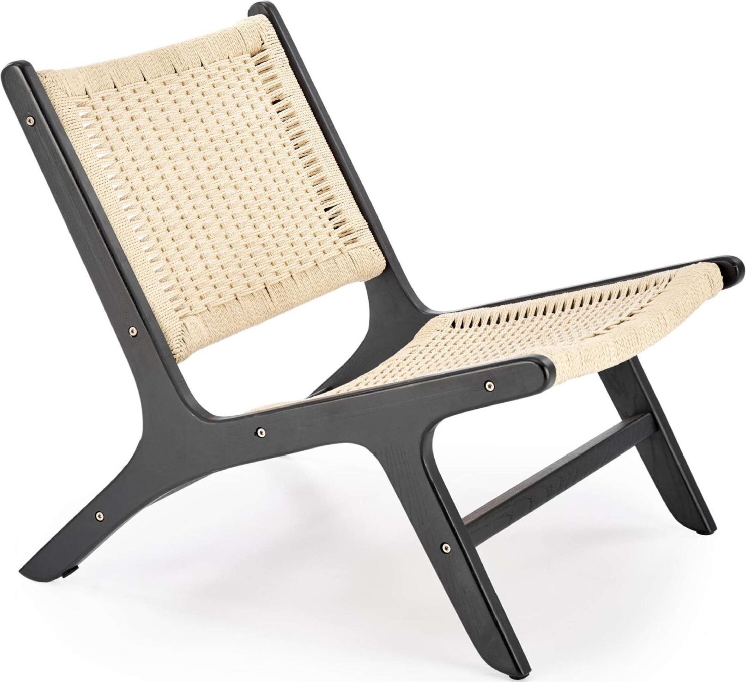 KONSIMO Sessel "CALLIPTE", beige/schwarz, Holz, Boho, 65x74x84 cm