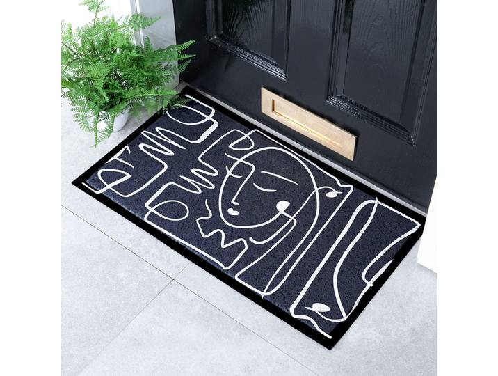 Paillasson DMW-FACELINES-7040 40 x 1 x 70cm Noir