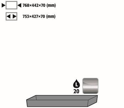Bodenauffangwanne Stawa-R für asecos Sicherheitsschränke der UB90 Serie, Edelstahl 1.4301, B 768 x T 442 x H 90 mm, 22 l