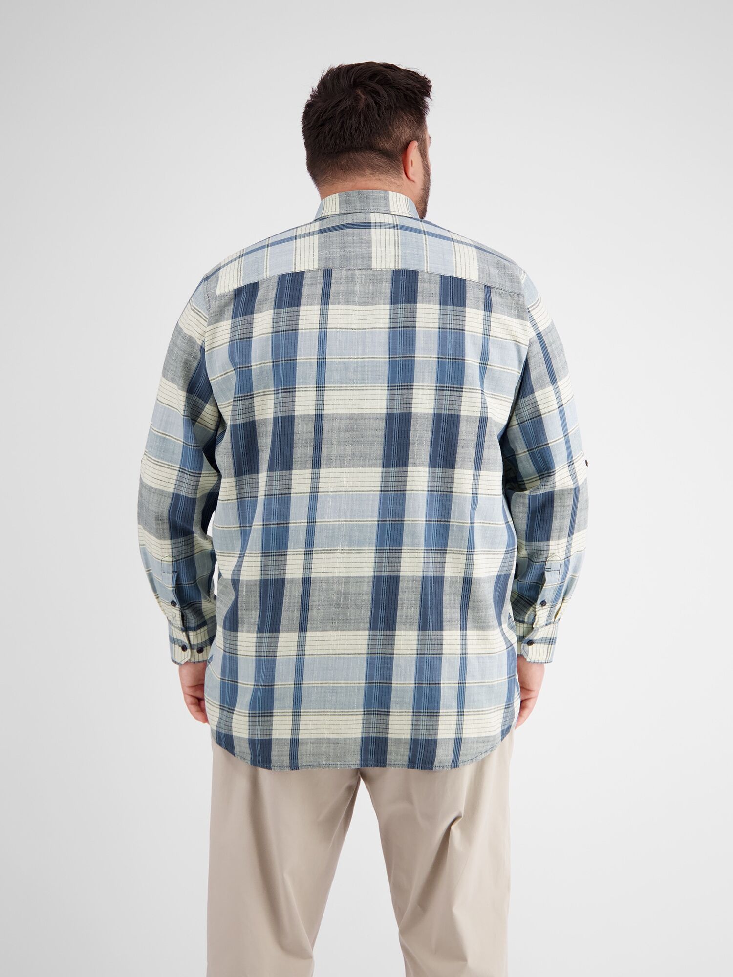 Karohemd LERROS "Kariertes Herrenhemd", Herren, Gr. 5XL, extraweit, blau (crispy blau), 100% Baumwolle, Hemden Karohemd crispy blau 5XL, extraweit