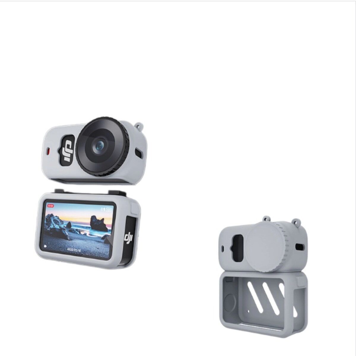 INF Coque de protection en silicone pour DJI compatible avec Osmo Nano - protection complète boîtier et objectif avec lanière Gris