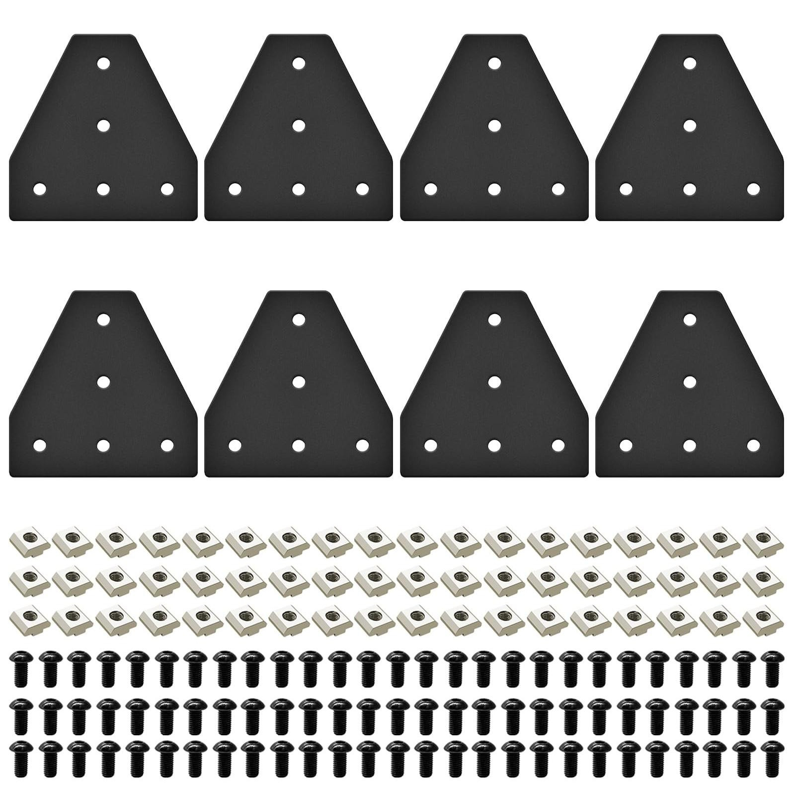 Inovra Hoekbeugels 8 stuks - 3030 T-plaat Aluminium Accessoires - Zwart